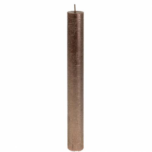 Prodotto Candele coniche in tinta unita rame metallizzato 34mm×240mm 4 pz