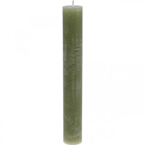 Floristik24 Candele tinta unita candele a bastoncino verde oliva 34×240mm 4 pz