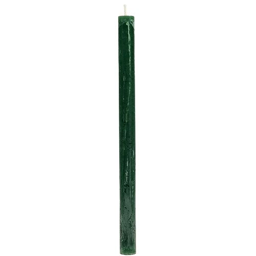 Floristik24 Candela conica verde scuro tinta unita 34 x 240 mm 4 pz