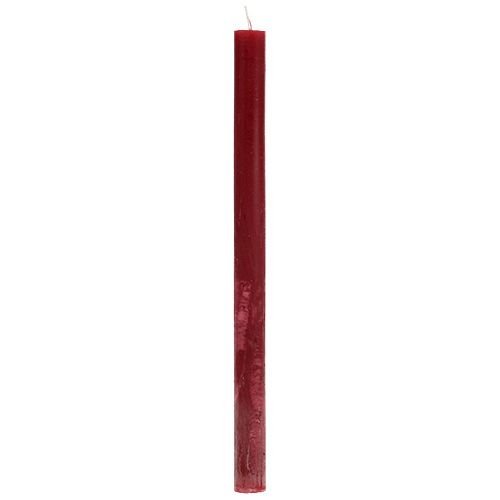 Floristik24 Candela 21mm x 300mm rosso scuro tinto in massa 12pz