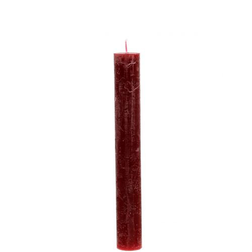Floristik24 Candele coniche tinta unita rosso scuro 34 mm x 240 mm 4 pz