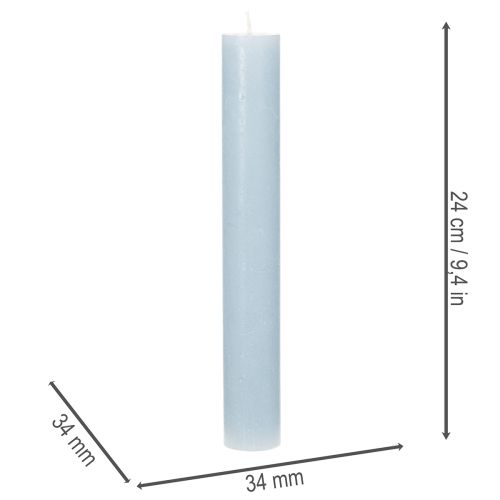 Candela blu affusolata per candelabri e decorazioni da tavola, 34x240 mm, 4 pezzi | Floristik24.it