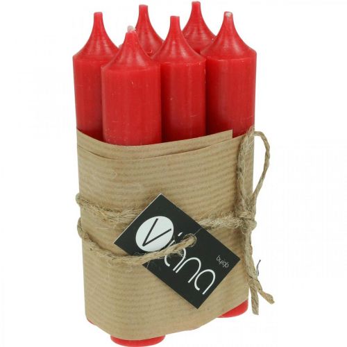 Prodotto Candele coniche Candele corte Decorazione rossa Natale Ø21/110mm 6 pezzi
