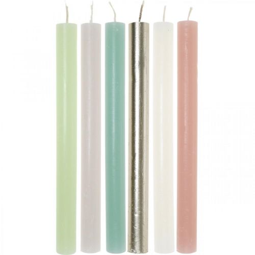 Candele a stecca, tinta unita, vari colori, 21×240mm, 12 pezzi