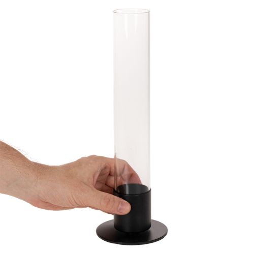 Portacandele affusolato con cilindro in vetro. Semplice e intramontabile. 31 cm | Floristik24.it