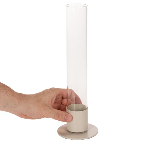 Portacandele moderno a cono con cilindro e base in vetro, 31 cm | Floristik24.it