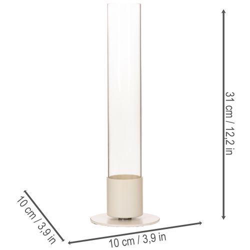 Portacandele moderno a cono con cilindro e base in vetro, 31 cm | Floristik24.it