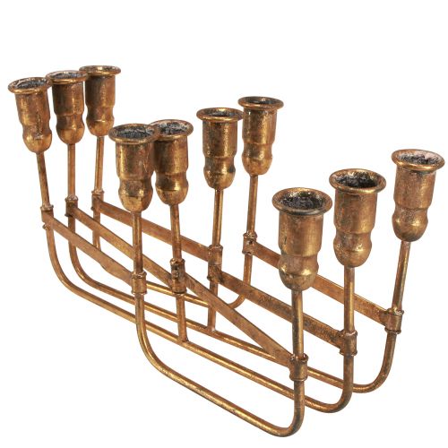 Prodotto Antico portacandele a bastoncino per 10 candele oro 46×46cm H16,5cm