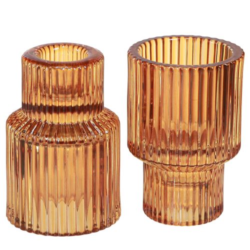 Portacandele a bastone portacandele in vetro arancione H8cm 4 pz