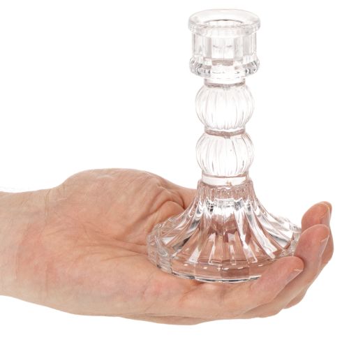 Portacandele trasparente, design classico, decorazione da tavola, 12 cm, 2 pezzi | Floristik24.it
