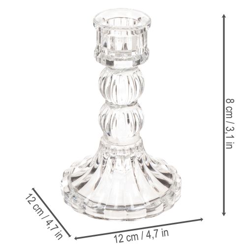 Portacandele trasparente, design classico, decorazione da tavola, 12 cm, 2 pezzi | Floristik24.it