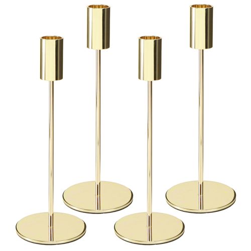 Prodotto Portacandele in metallo dorato moderno 21,5 cm 4 pezzi