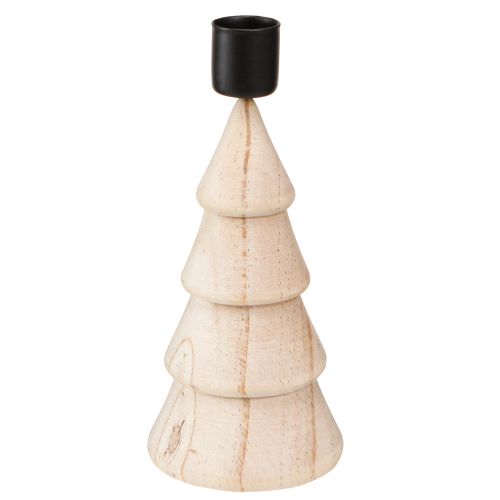 Portacandele a bastoncino in legno decorazione albero di Natale naturale H16cm 2 pezzi