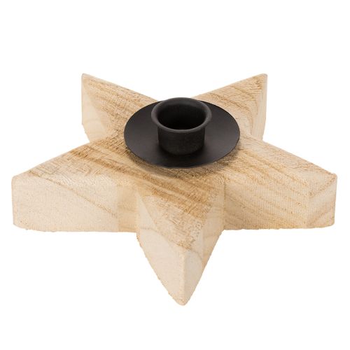 Portacandele rustico in legno a forma di stella per candele affusolate, 16 cm acquistare | Floristik24.it