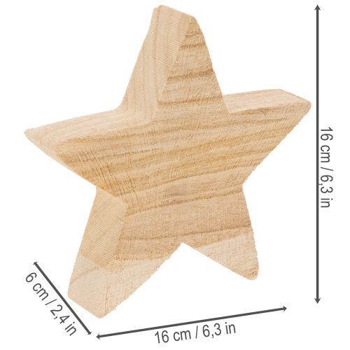 Portacandele rustico in legno a forma di stella per candele affusolate, 16 cm | Floristik24.it