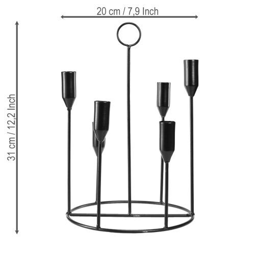 Prodotto Portacandele in metallo per 6 candele, nero, Ø20 cm, H31 cm