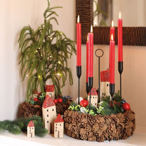 Portacandele in metallo per 6 candele, nero, Ø20 cm, H31 cm