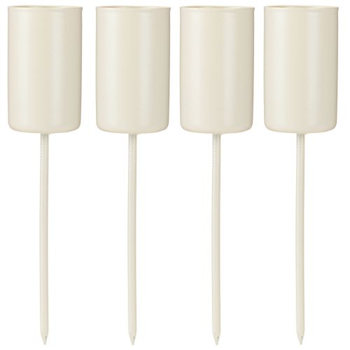 Portacandele in metallo su bastone, beige, H11cm, 4 pezzi | Floristik24.it