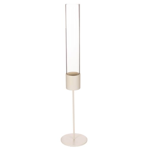 Portacandele con cilindro in vetro su base in metallo, 50 cm