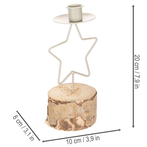 Portacandele a forma di stella con base in legno per candela da 20 cm | Floristik24.it