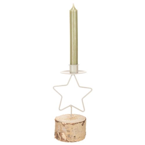 Portacandele a forma di stella con base in legno per candela da 20 cm | Floristik24.it