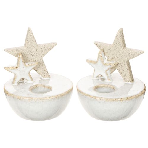 Portacandele a forma di stella in ceramica, decorazione natalizia, 11 cm, 2 pezzi acquistare | Floristik24.it