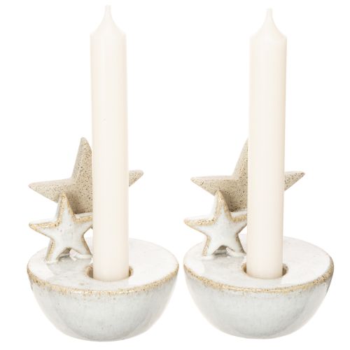 Portacandele a forma di stella in ceramica, decorazione natalizia, 11 cm, 2 pezzi | Floristik24.it