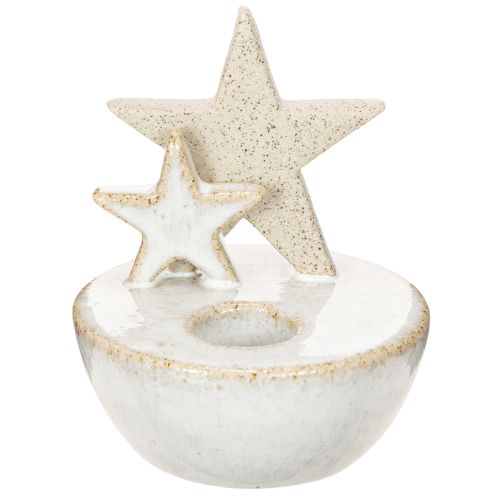 Portacandele a forma di stella in ceramica, decorazione natalizia, 11 cm, 2 pezzi | Floristik24.it