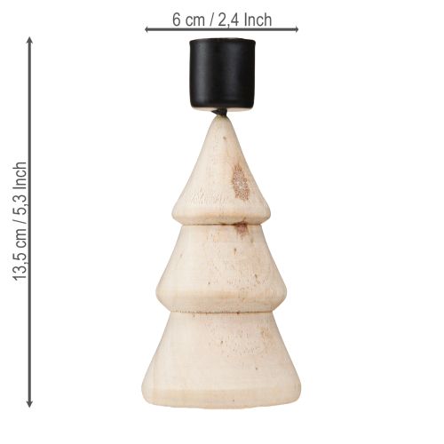 Prodotto Portacandele decorazione albero di Natale in legno naturale H13cm 4 pezzi