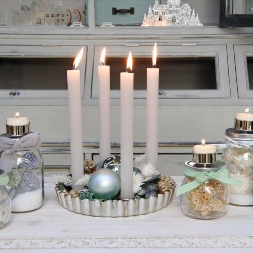 Floristik24 Candeliere piatto portacandele argento 4 fiamme Ø22cm