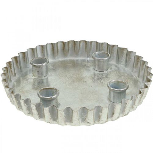 Floristik24 Candeliere piatto portacandele argento 4 fiamme Ø22cm