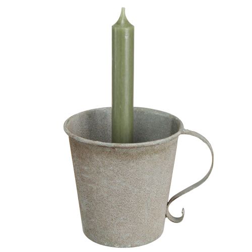 Prodotto Portacandele conico vintage tazza decorativa grigia Ø11cm H11cm