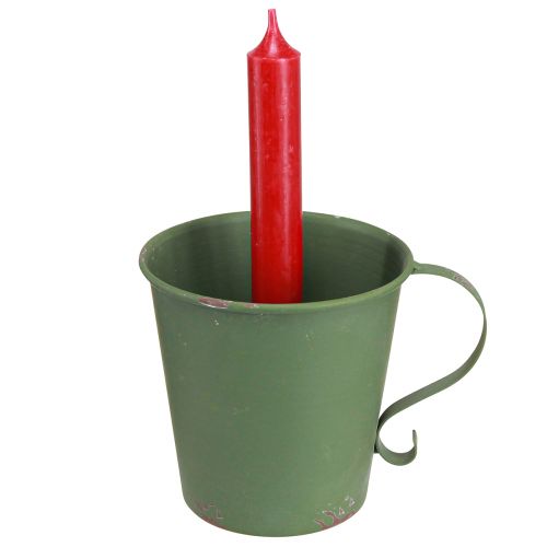 Prodotto Portacandele conico vintage tazza decorativa in metallo verde Ø11cm H11cm