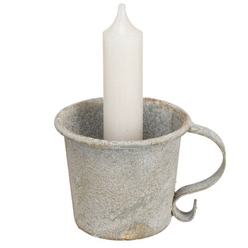 Prodotto Portacandele conico tazza vintage metallo grigio Ø7cm H6cm 2pz