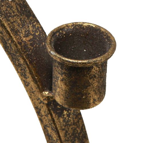Prodotto Portacandele a stelo natalizio fila di casette oro antico 36×32cm