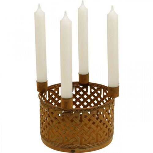 Floristik24 Portacandele in metallo decorativo cestino in metallo ruggine Ø16,5cm H12,5cm