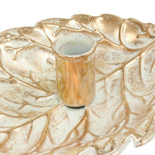 Floristik24 Piatto Candeliere Fogliame Dorato Vintage 26x16x6cm
