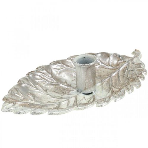 Piatto candeliere foglia argento 22x13,5x5,5cm