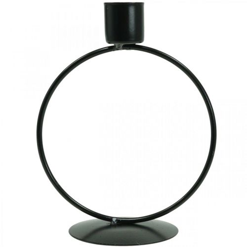 Floristik24 Candeliere portacandele ad anello in metallo nero Ø10,5 cm