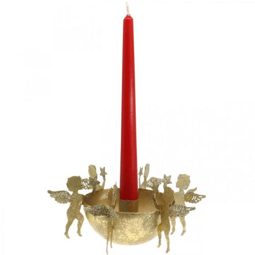 Floristik24 Candeliere addobbo natalizio con angeli Dorato Ø18cm