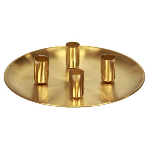 Prodotto Portacandele a bastone oro Ø2,5 cm piatto candela in metallo Ø23 cm