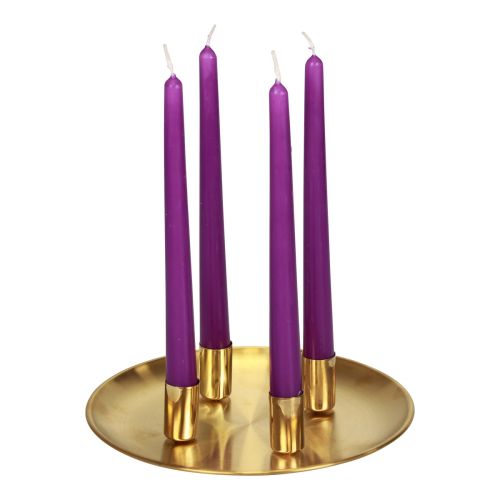 Floristik24 Portacandele a bastone oro Ø2,5 cm piatto candela in metallo Ø23 cm
