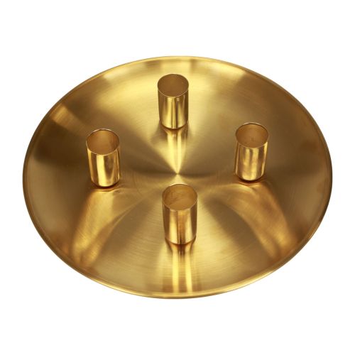 Floristik24 Portacandele a bastone oro Ø2,5 cm piatto candela in metallo Ø23 cm