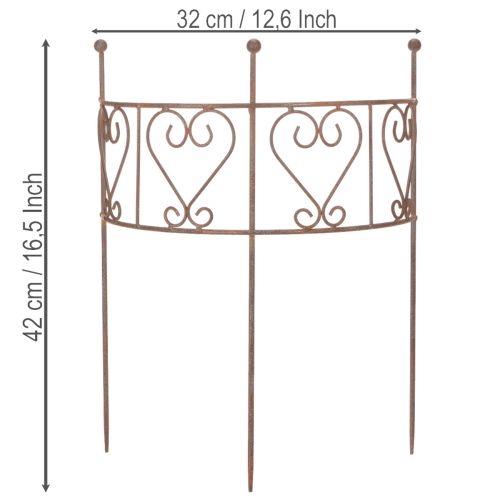Prodotto Traliccio semicircolare con ornamento a forma di cuore. Perfetto per decorare un giardino in stile rustico. 42 cm