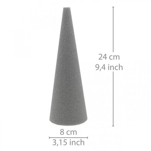 Prodotto OASIS® Cono di schiuma floreale SEC grigio, massa floreale secca H24cm Ø8cm 6 pz