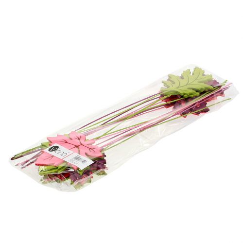 Floristik24 Foglia decorativa a spina rosa, verde, bordeaux 8 cm 18 pz