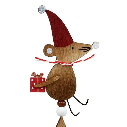 Floristik24 Spina con mouse naturale, rosso L30cm 8 pezzi