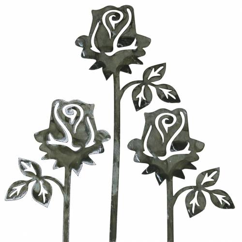 Floristik24 Tappo in metallo rosa grigio-argento, metallo lavato bianco 20 cm × 8 cm 12 pz