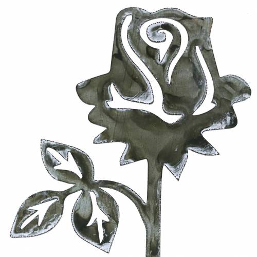 Floristik24 Tappo in metallo rosa grigio-argento, metallo lavato bianco 20 cm × 8 cm 12 pz