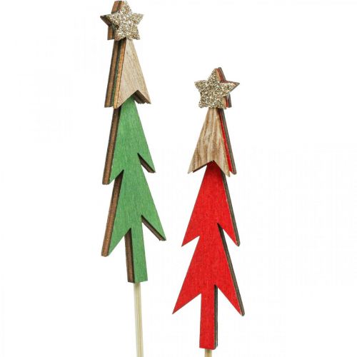 Floristik24 Tappo natalizio Tappo fiore in abete in legno 9,5 cm 16 pz